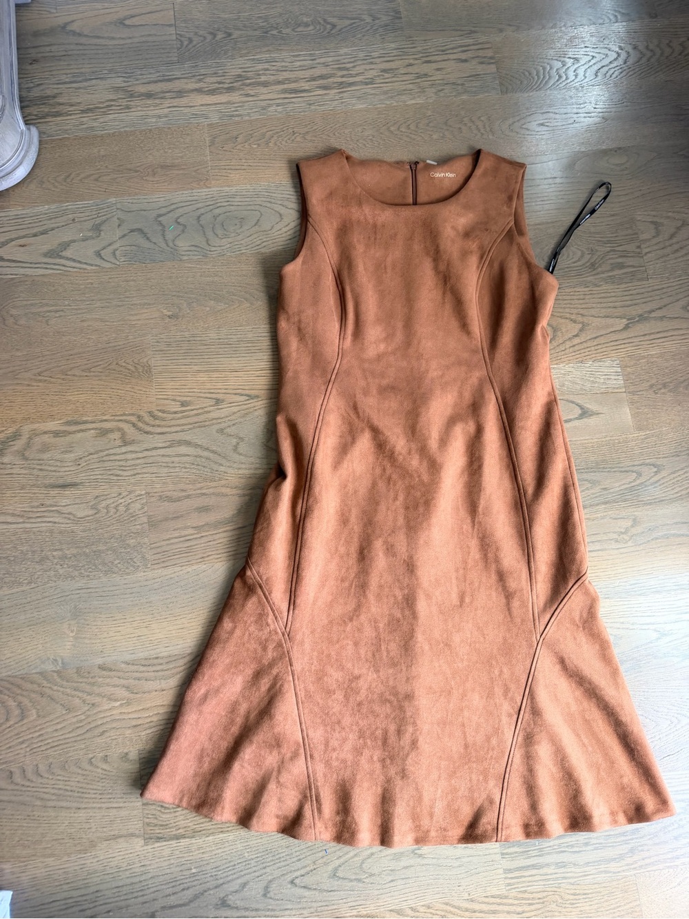 Women’s Sleeveless Faux-Suede Fit & Flare Dress - camel